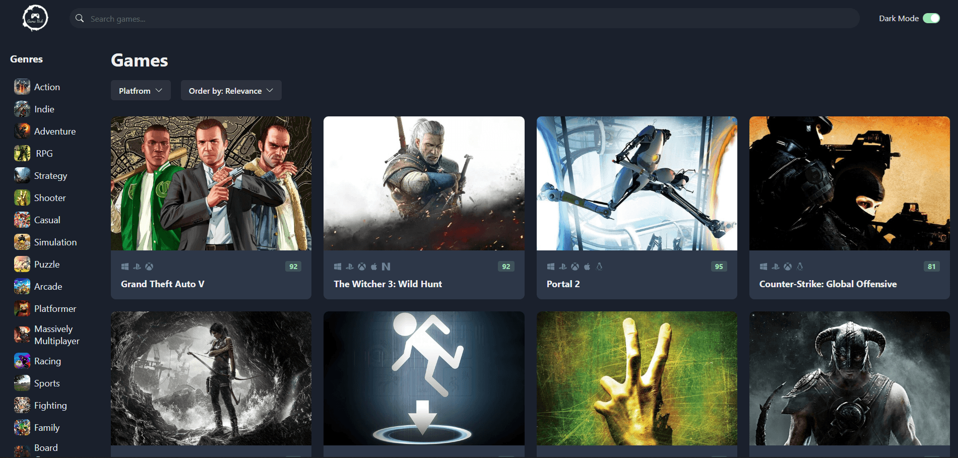Game Hub interface preview